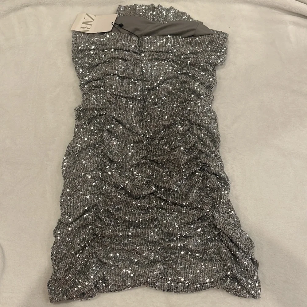 NWT Zara silver sequin dress - Picture 4 of 4